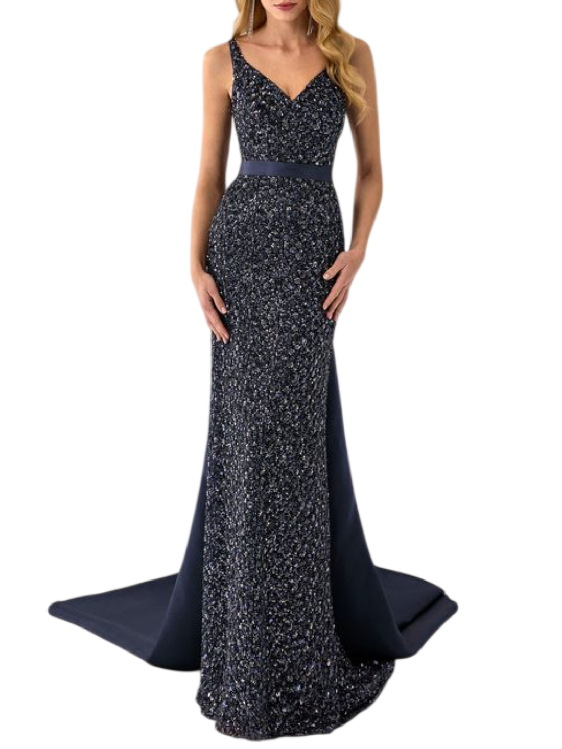 Marfil abito da cerimonia con paillettes blu
