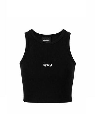 Disclaimer top crop bambina a costine nero