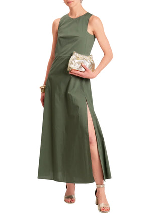Vicolo abito lungo smanicato in cotone verde militare TAB1814 MILITARE VICOLO 
