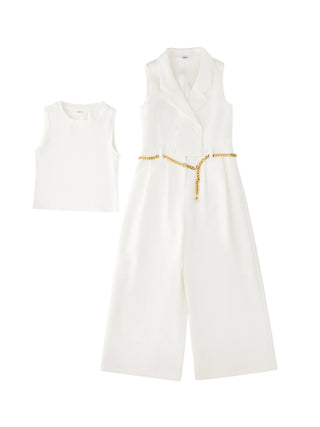 iDo tuta jumpsuit bambina con catenella panna