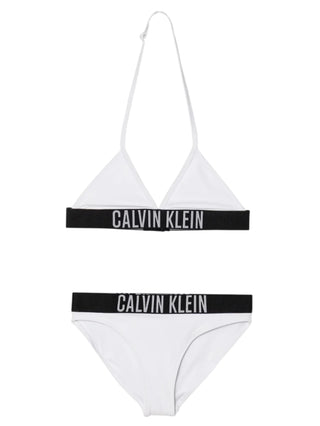Calvin Klein bikini bambina con banda logata bianco