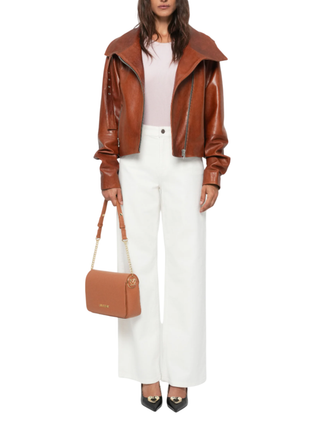 Love Moschino borsa a spalla in ecopelle martellata cuoio