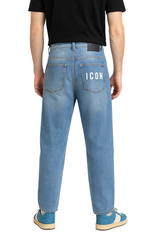 Icon jeans baggy gamba larga lavaggio blu ICUF2W6D017 LIGHT BLUE ICON