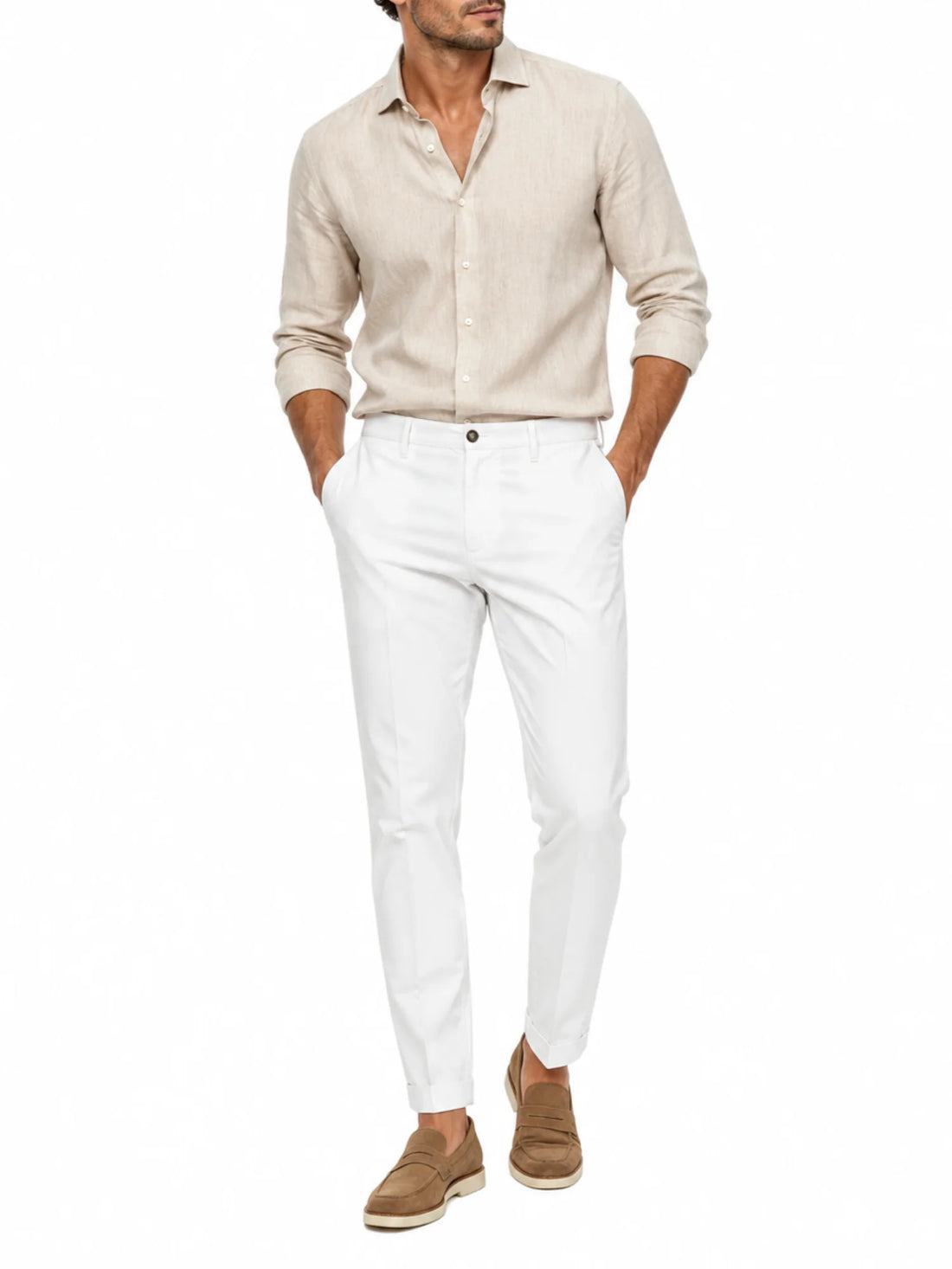 Le Braghe pantaloni uomo capri slim bianco