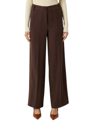 Sandro Ferrone pantaloni donna gamba larga misto viscosa marrone