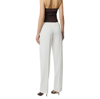 Elisabetta Franchi pantaloni in gabardina con pinces avorio
