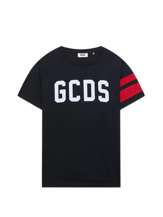 GCDS T-shirt bambino manica corta con logo nero