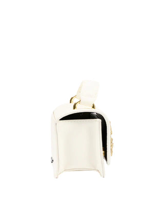 Karl Lagerfeld borsa in ecopelle saffiano con logo gioiello panna