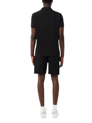 Lacoste bermuda uomo in felpa con banda logata nero