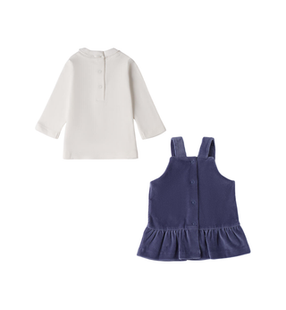 iDo completo con salopette neonata panna blu 4F120 0112 iDO