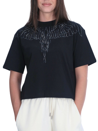 County of Milan T-shirt donna con strass nero CM30016 NERO COUNTY OF MILAN 