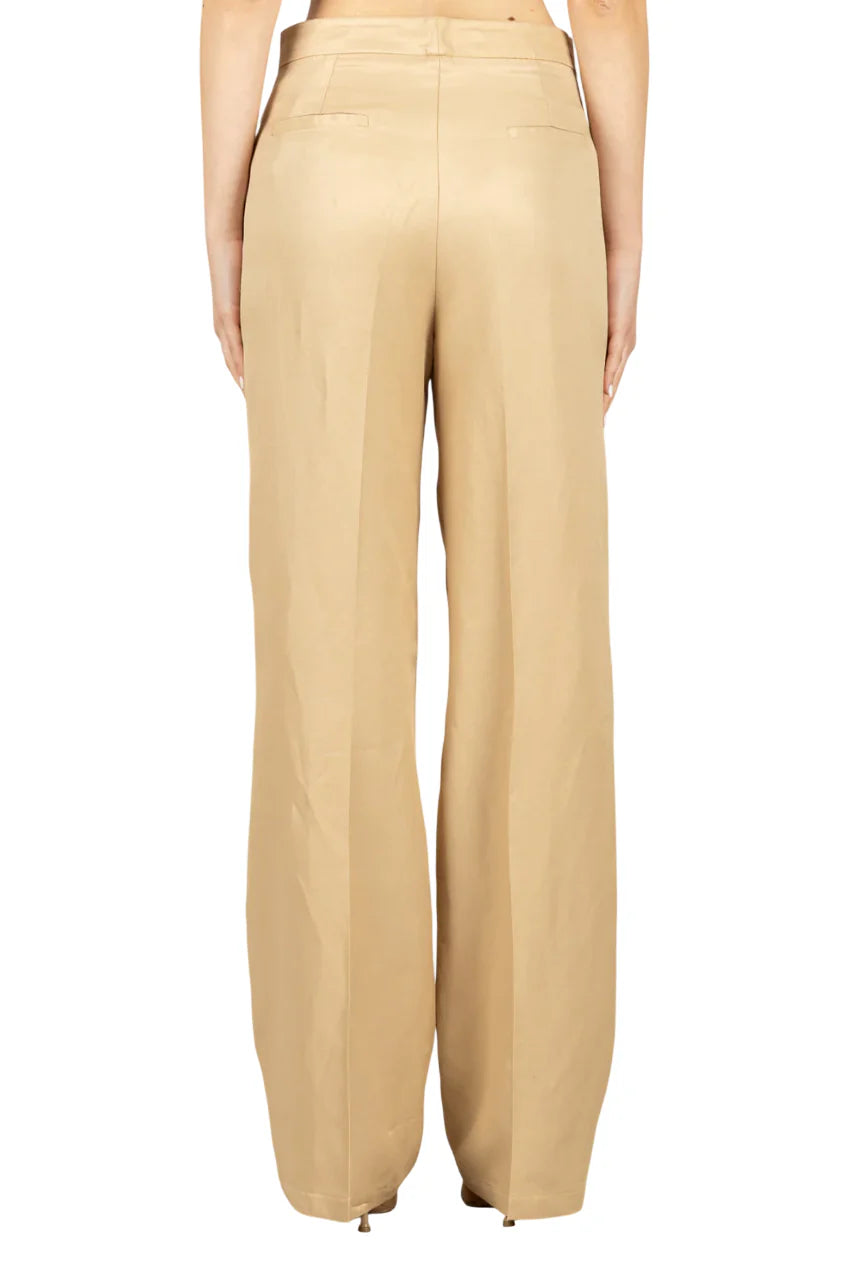 Vicolo pantaloni palazzo donna misto lino beige