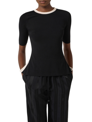 Elisabetta Franchi maglia manica corta con schiena scoperta nero