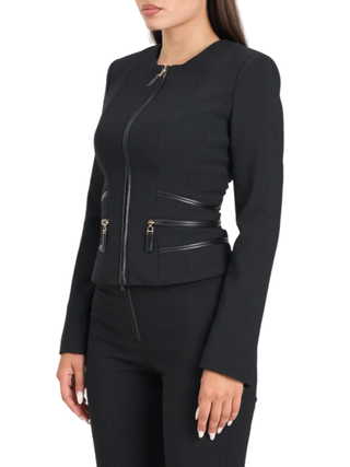 Elisabetta Franchi giacca slim in crepe con zip nero GI17356E2 110 ELISABETTA FRANCHI 