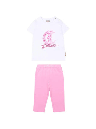 Just Cavalli completo neonata T-shirt e leggings bianco rosa