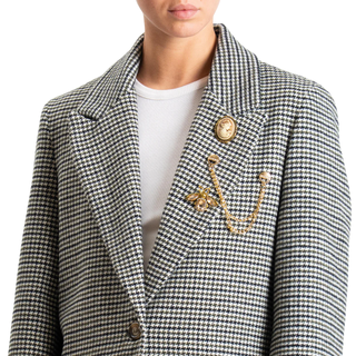 Vicolo giacca blazer in fantasia pied de poule multicolor TF2086 PANNA-NERO-VERDE VICOLO