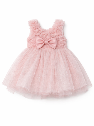 Colori Chiari abito neonata in tulle con rouches rosa