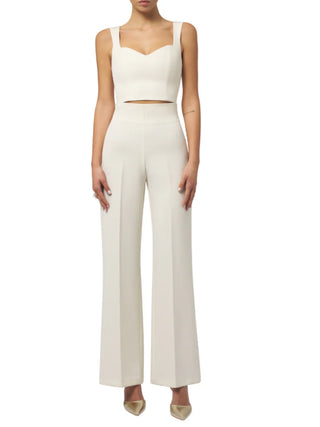 Silence pantaloni palazzo vita alta ecrù