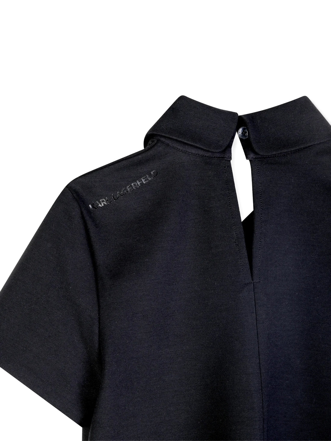 Karl Lagerfeld polo bambina manica corta con logo paillettes nero