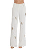 Relish pantaloni palazzo Avezam con applicazioni gioiello panna