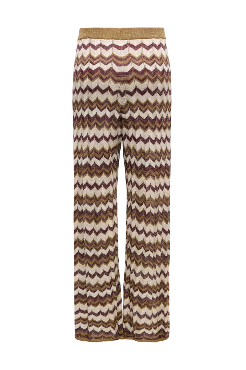 Only pantaloni wide leg in fantasia chevron lurex multicolor