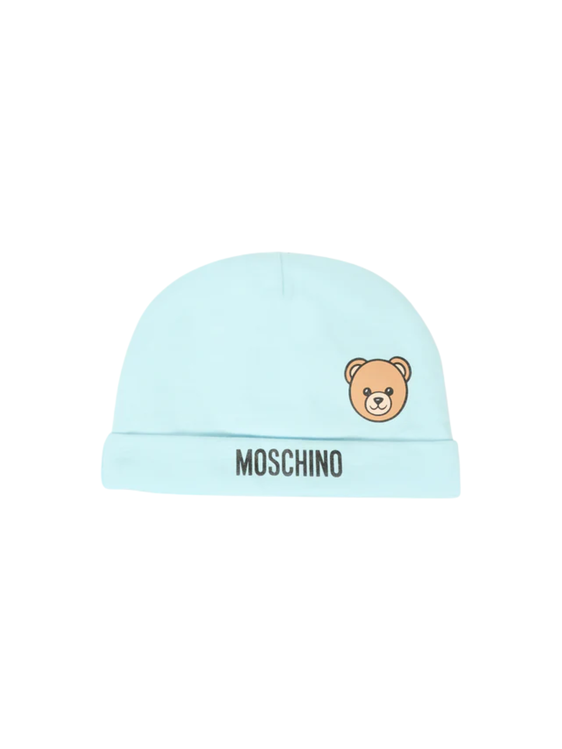 Moschino cappello neonata con orsetto celeste