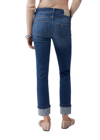 Liu Jo jeans Monroe slim con risvolto gioiello lavaggio blu