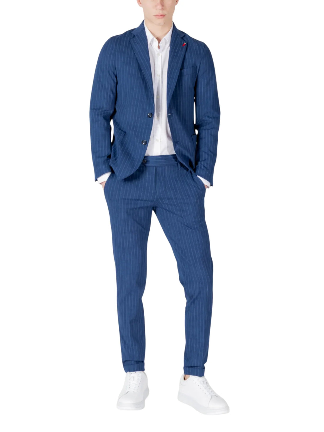 Mulish abito uomo Raffaello gessato giacca e pantalone bluette