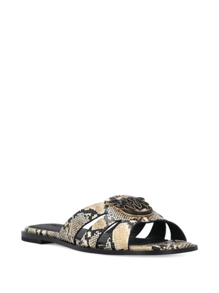 Pinko ciabatta Milly in fantasia pitonata beige nero