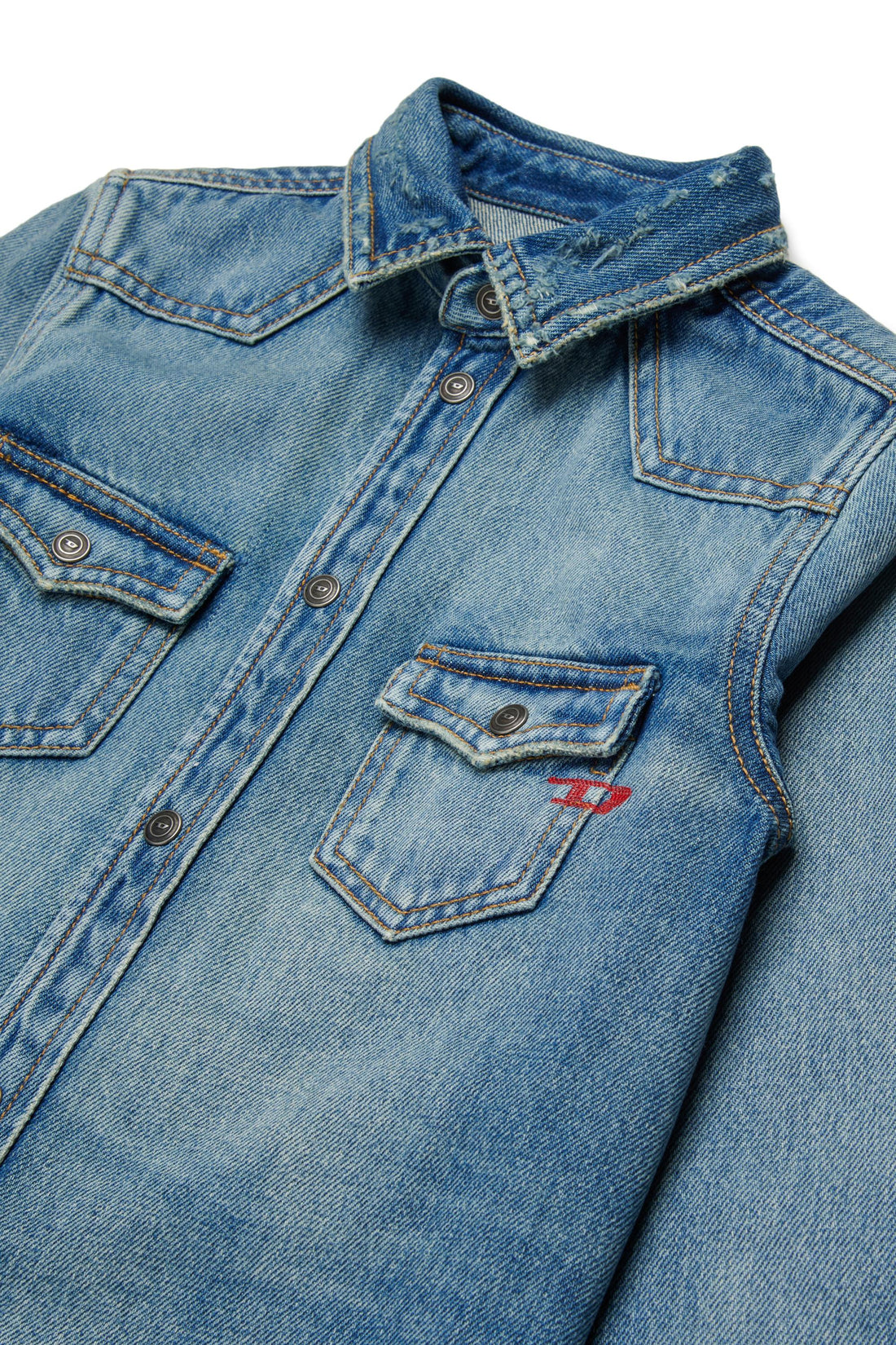 Diesel camicia bambino Ceko in denim lavaggio blu