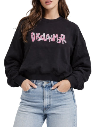Disclaimer felpa donna con logo glitter nero