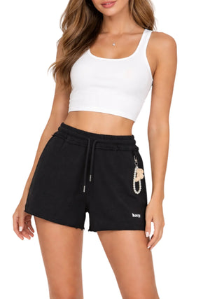 Disclaimer shorts donna con dettaglio gioiello nero