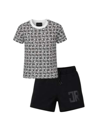 John Richmond completo estivo neonato T-shirt e shorts bianco nero