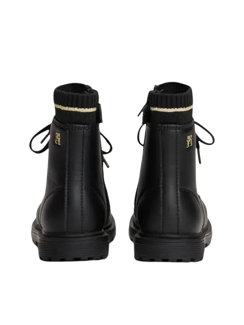 Tommy Hilfiger stivaletti anfibi bambina in ecopelle nero