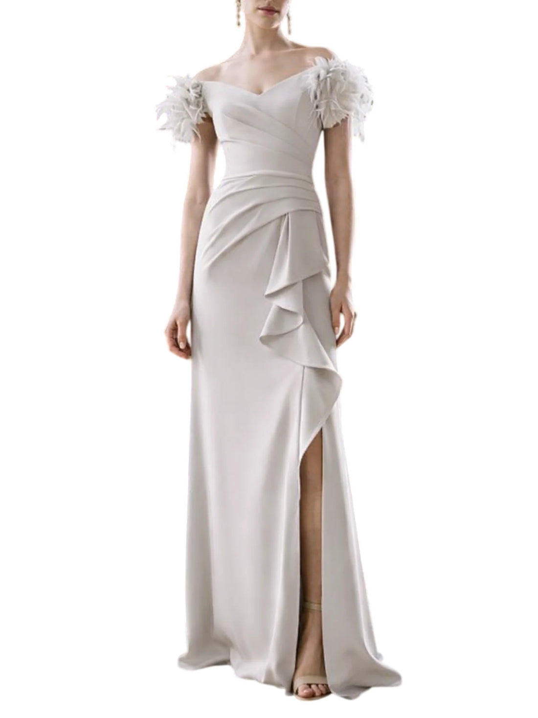 Couture Club abito cerimonia scollo omerale con pinces argento