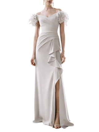 Couture Club abito cerimonia scollo omerale con pinces argento
