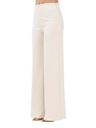 Vicolo pantaloni palazzo in tessuto crepe bianco latte