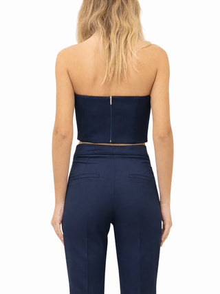 Silence top crop donna con strass blu
