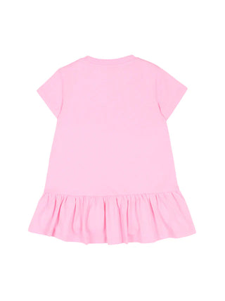 Moschino abito neonata con balza stampa orsetto rosa