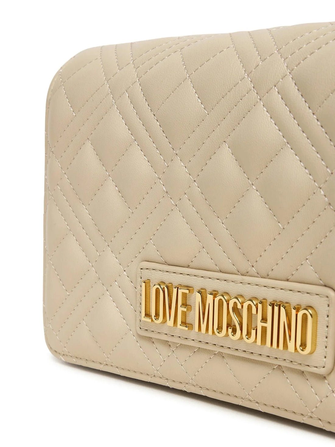 Love Moschino borsa a tracolla in ecopelle trapuntata ecrù oro