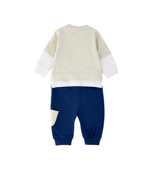 iDo completo sportivo neonato felpa e pantaloni ecrù blu