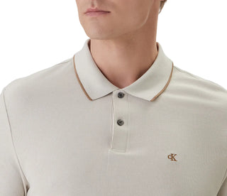 Calvin Klein polo in piquè uomo manica corta beige chiaro