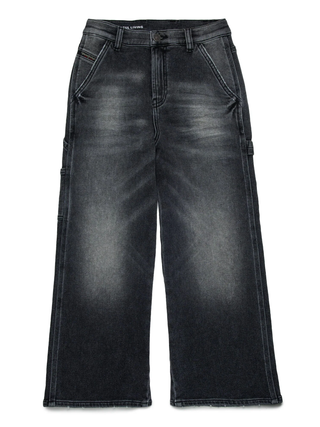 Diesel jeans bambina wide leg lavaggio nero