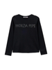 Patrizia Pepe T-shirt manica lunga con logo strass nero