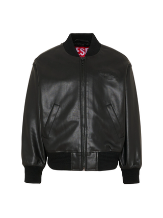 Diesel giubbino bomber in ecopelle bambino nero