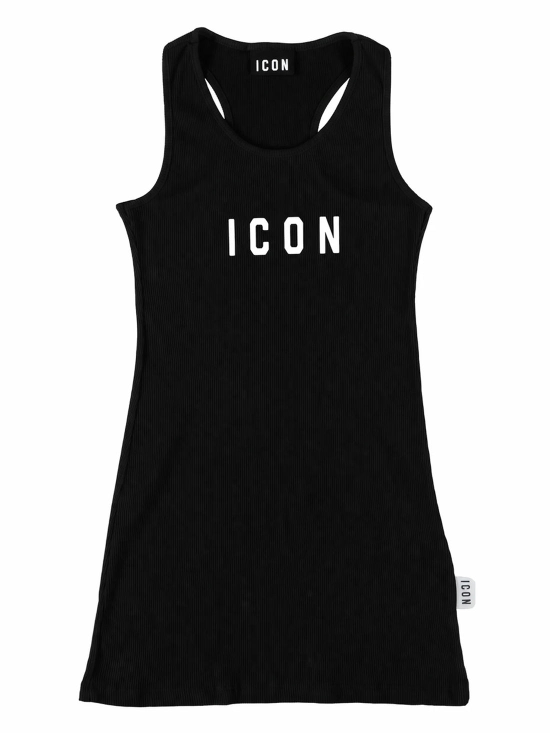 Icon abito corto a costine bambina con logo nero
