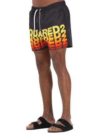 Dsquared2 boxer mare uomo con stampa logo nero