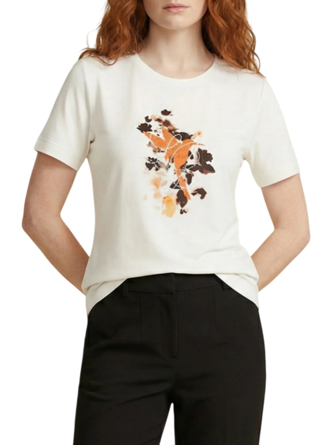 Liu Jo T-shirt donna manica corta con strass bianco latte