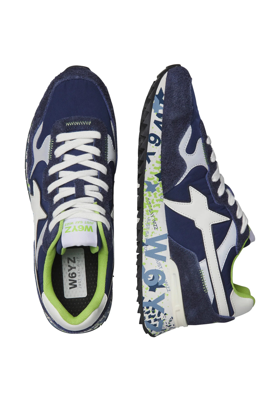 W6yz sneakers uomo Yak in suede e tessuto blu
