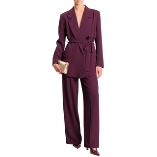 Vicolo pantaloni palazzo in tessuto fluido color prugna TF0360 PRUGNA VICOLO